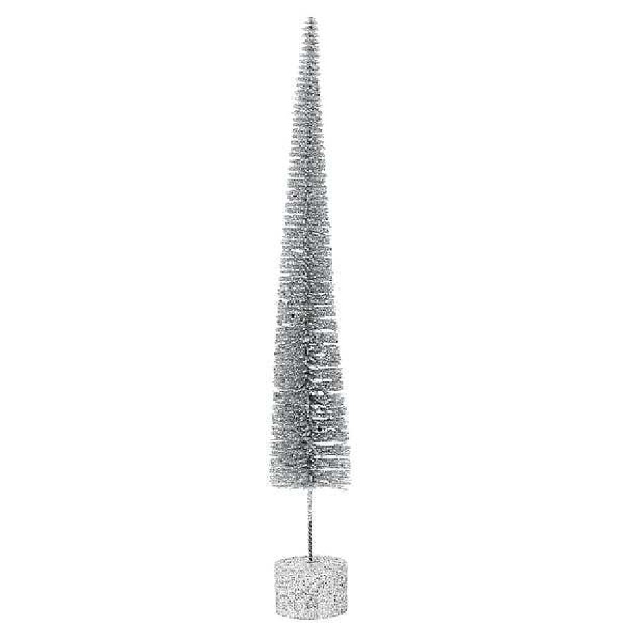 Department 56 Med. Silver Glitter Spike Tree Christmas Basics