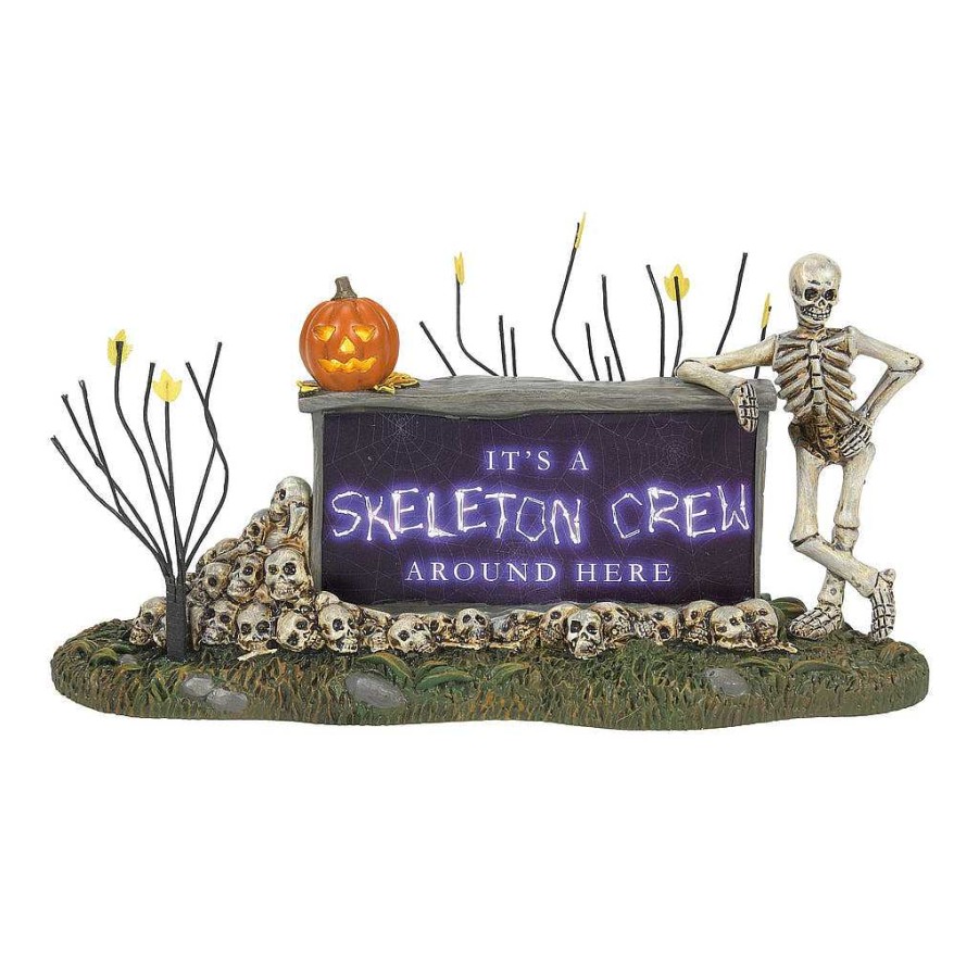 Department 56 We'Re A Skeleton Crew Sign Village Halloween Accessories