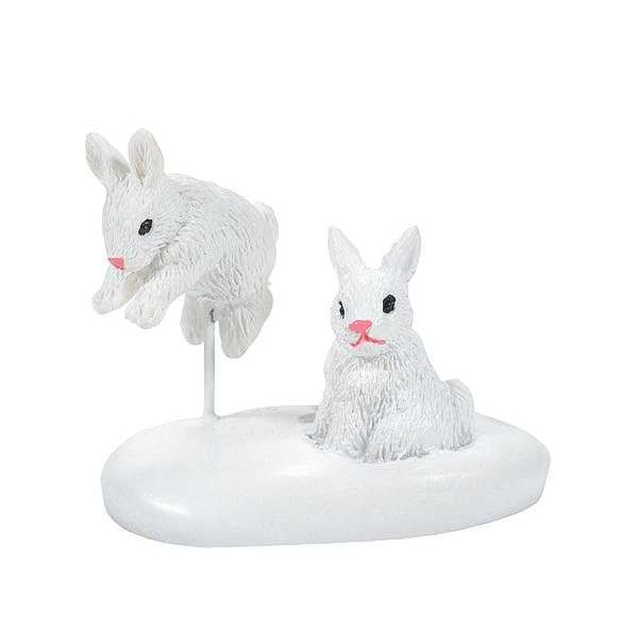 Department 56 White Christmas Bunnies Village Accessories