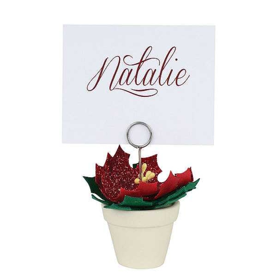 Department 56 Poinsettia Pot Place Card Hldr Snowbabies Classic Collection