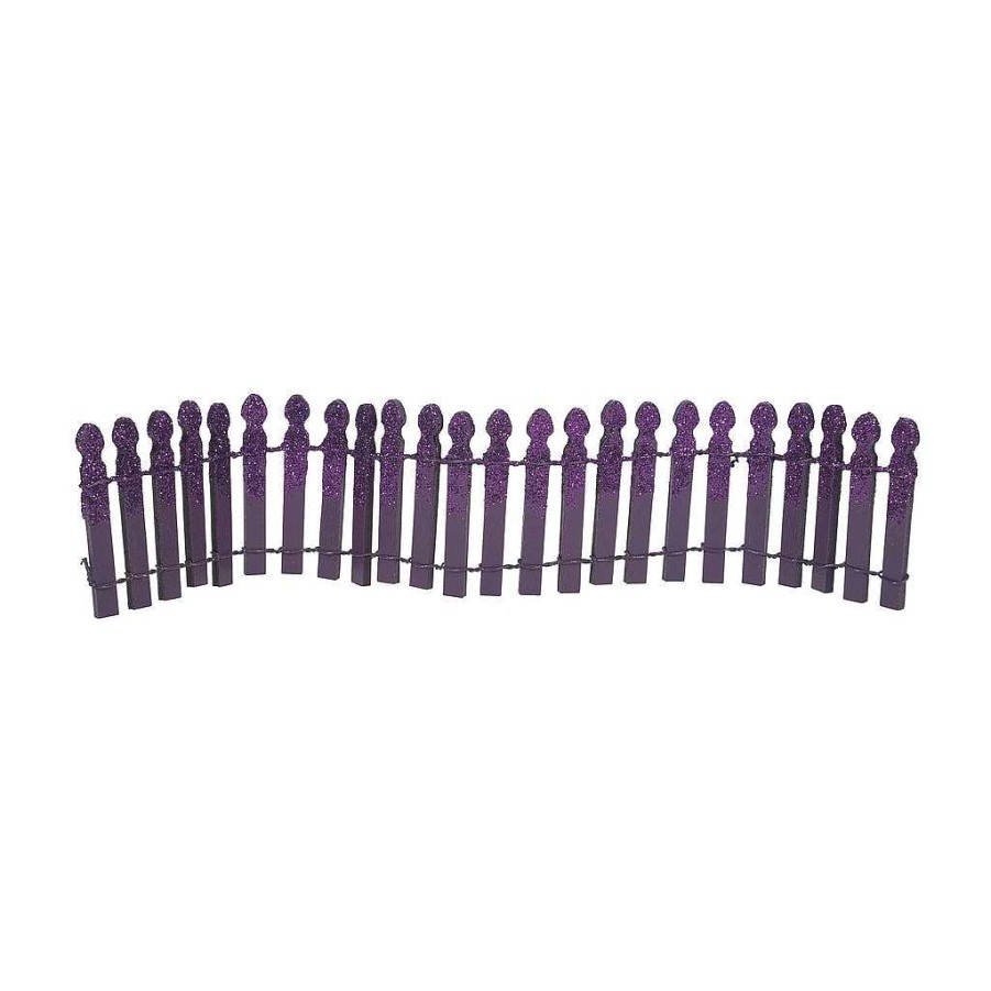 Department 56 Ghoulish Purple Glitter Fence Village Halloween Accessories