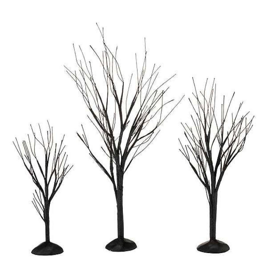 Department 56 Black Bare Branch Trees, St/3 Village Halloween Accessories