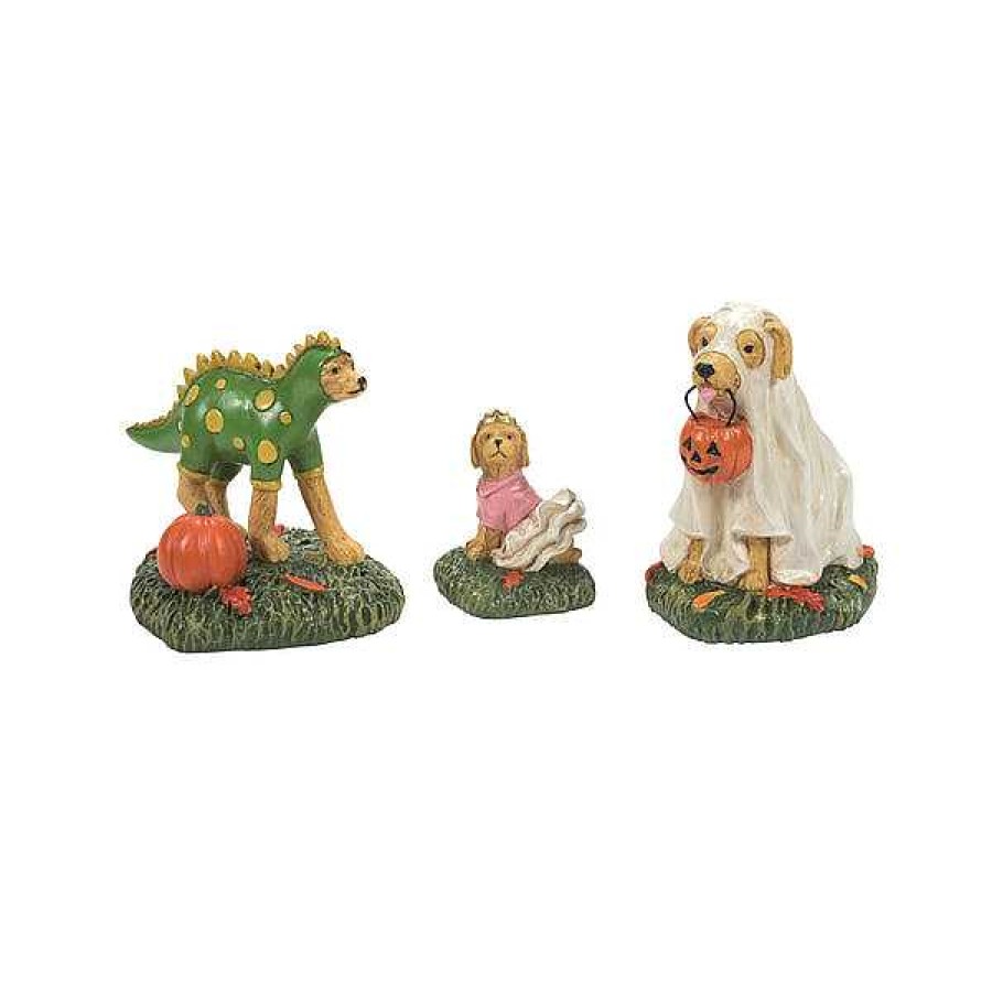 Department 56 Family Hlwn Pups St/3 Village Halloween Accessories