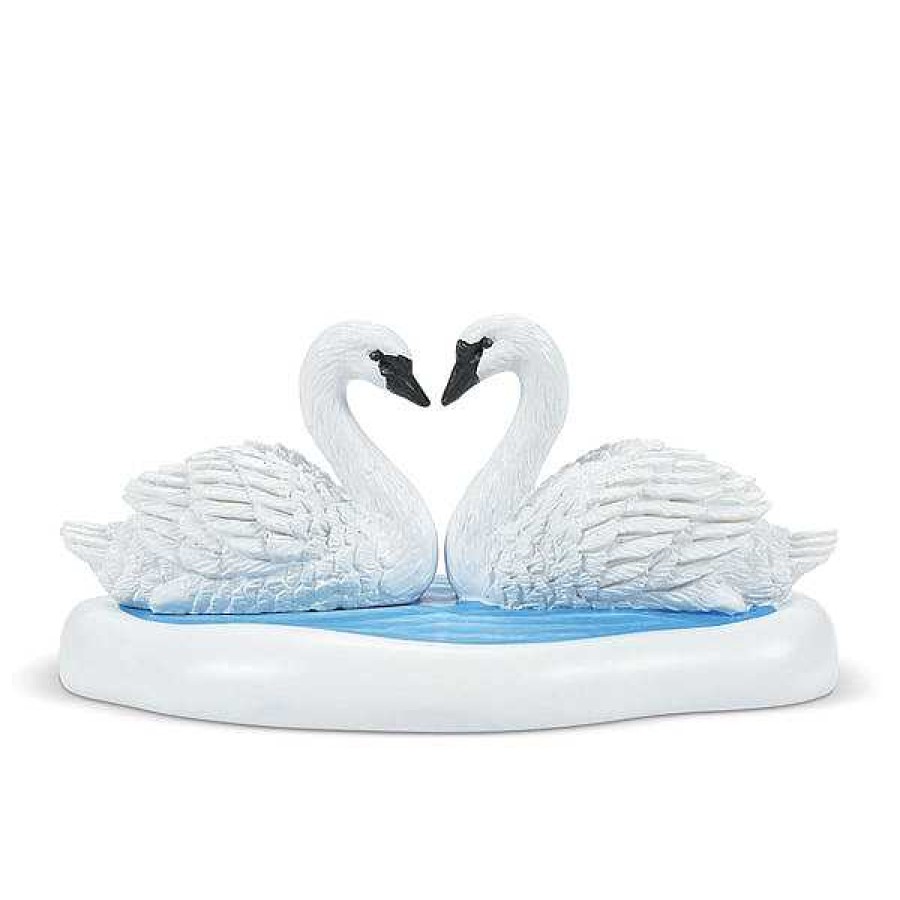 Department 56 White Christmas Swans Village Accessories