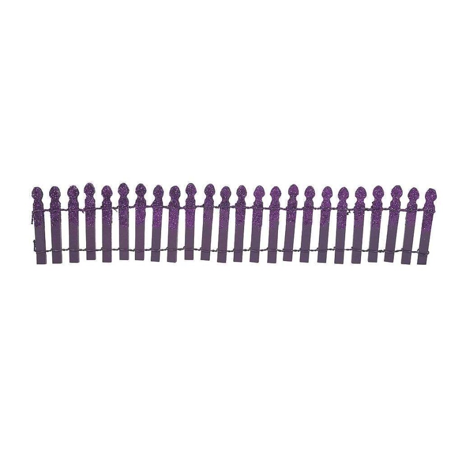 Department 56 Ghoulish Purple Glitter Fence Village Halloween Accessories